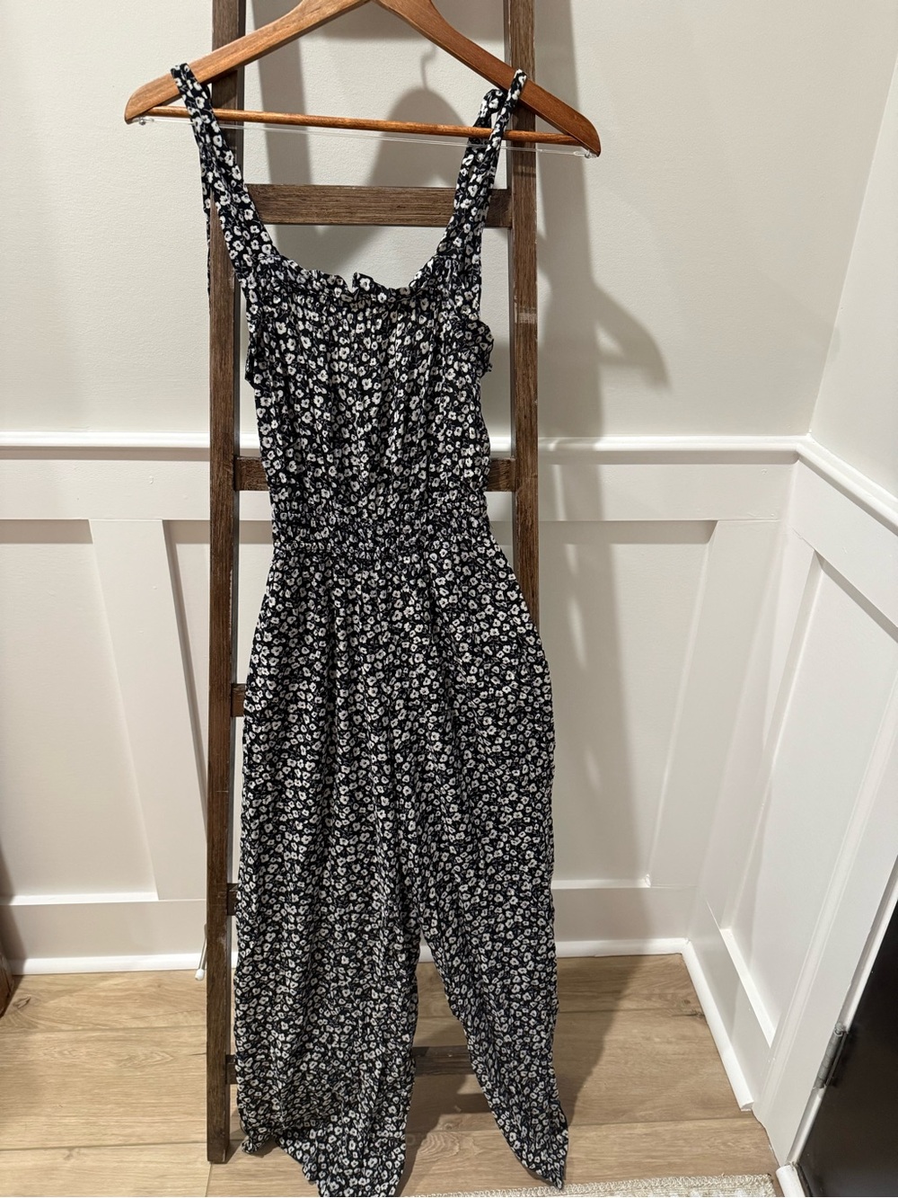 miami Black and White Floral Tie-Shoulder Jumpsuit